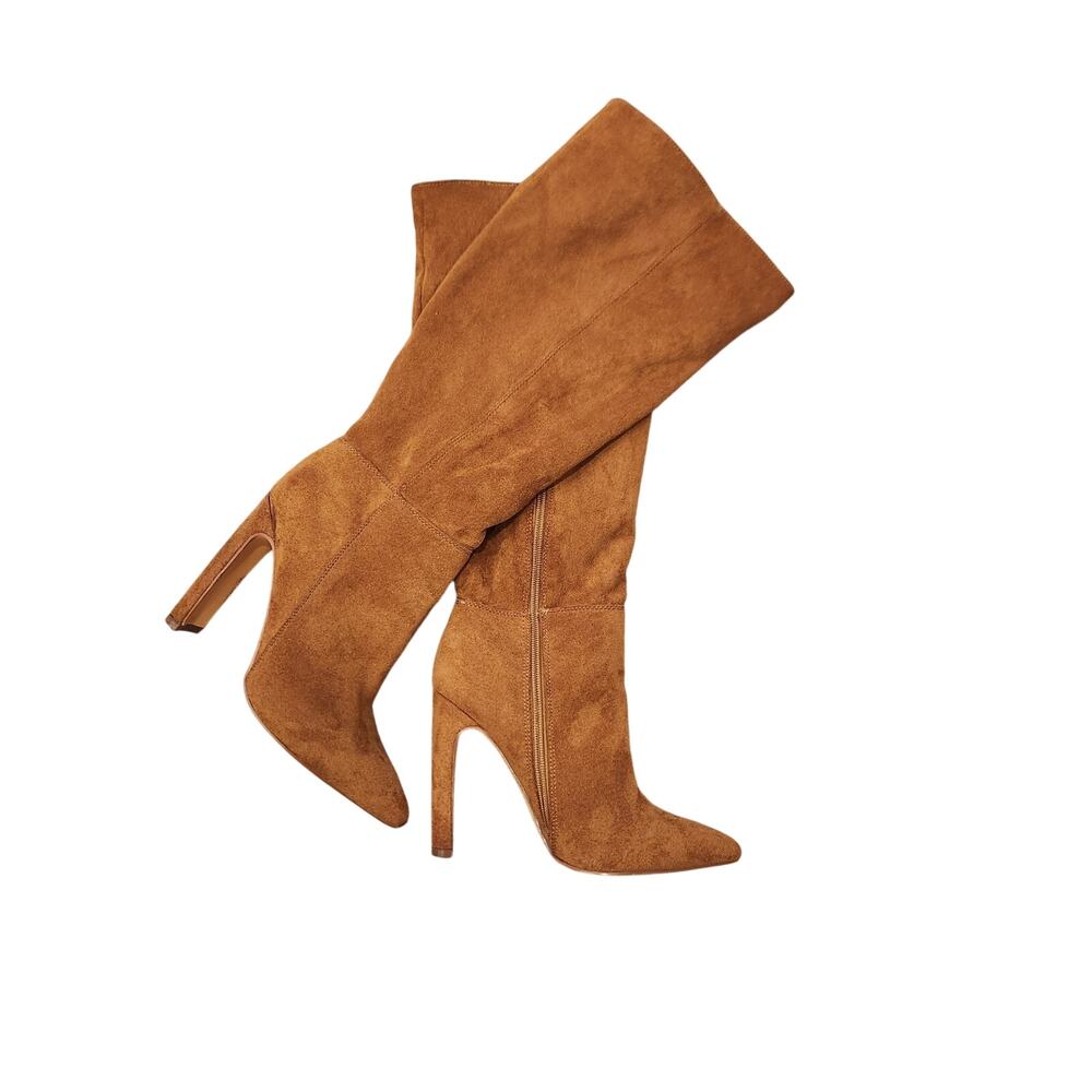 EUC Lulus Chestnut Faux Sude Knee High Boots‎ Sz 7